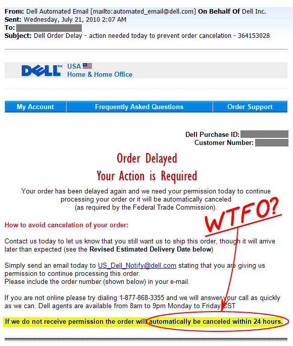 Dell Cancellation Notice
